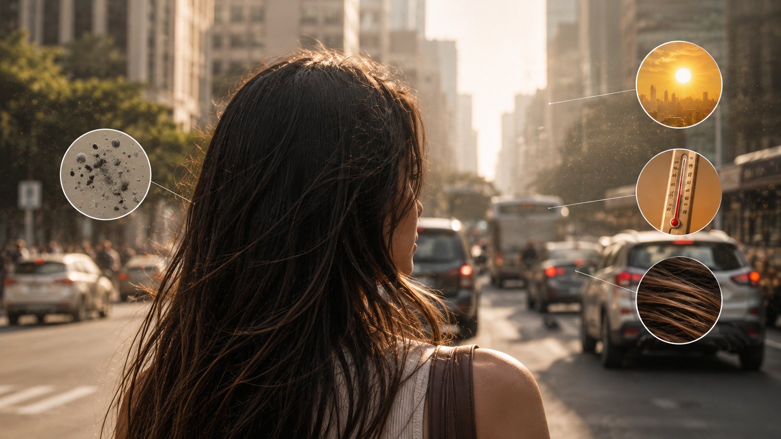 poluição no cabelo - foto